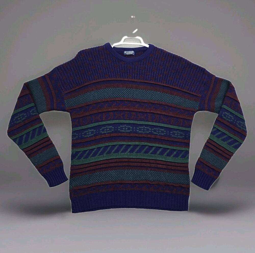 Vintage St Albans Knit Sweater Large Made In USA Grunge Grandpa Style 90s 80s